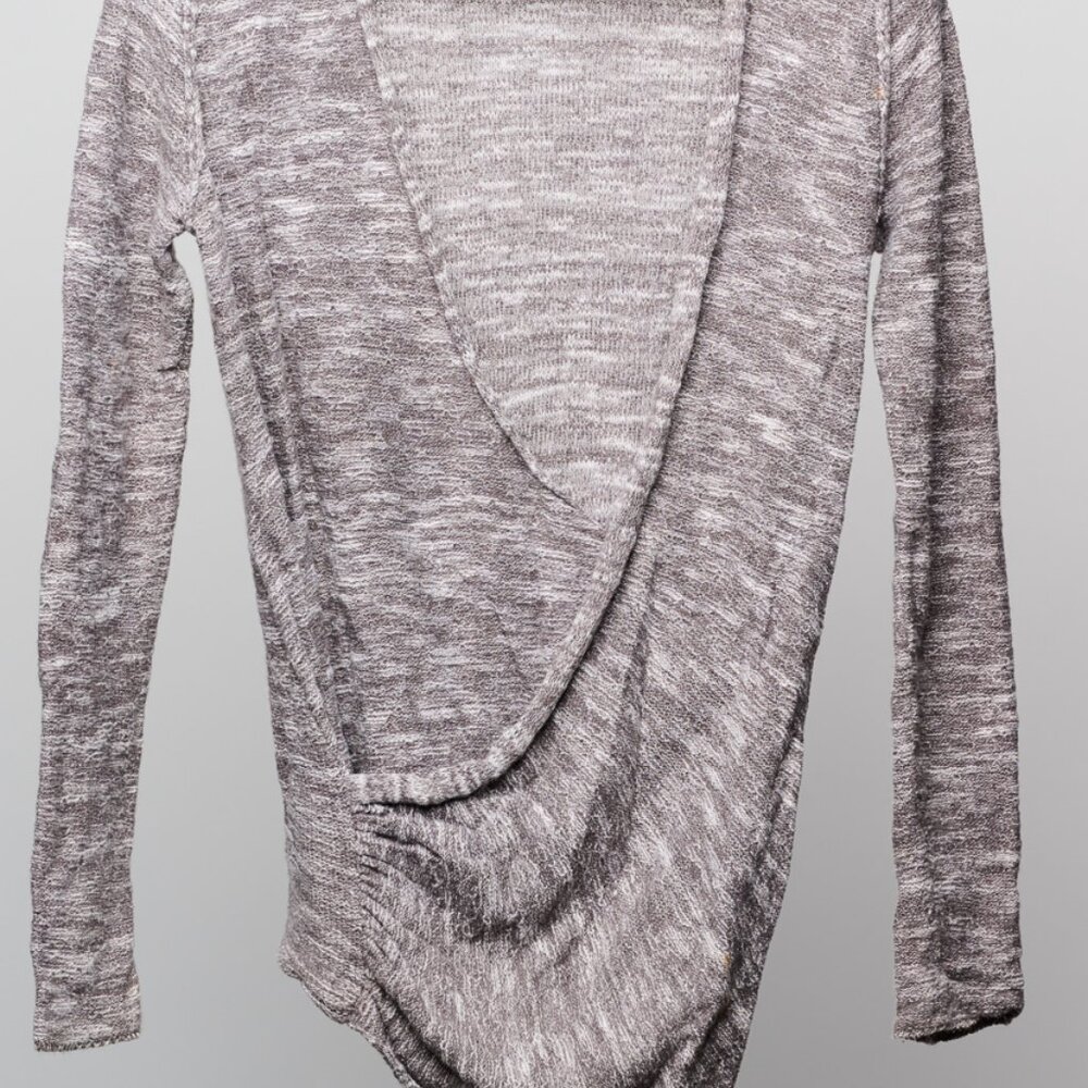 Free People Gray & White Knit Wrap Front Top | Boho Layered Look